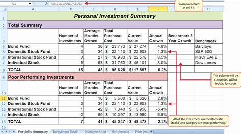 Investment Portfolio Spreadsheet Throughout Investment Portfolio Sample
