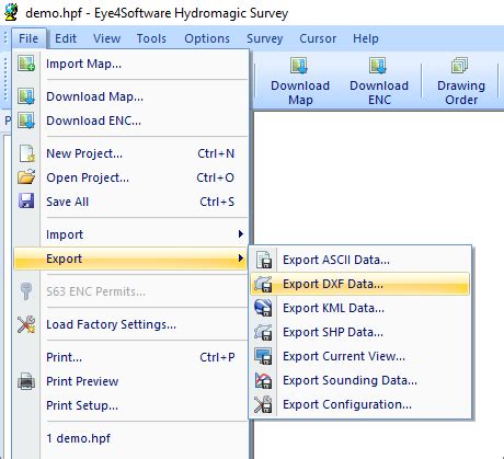 Export To DXF Eye4Software Hydromagic Hydrographic Survey Software