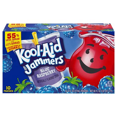 Kool Aid Jammers Blue Raspberry Flavored Drink 6 Oz Pouches Shop