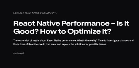 React Native Performance Optimizing Tips