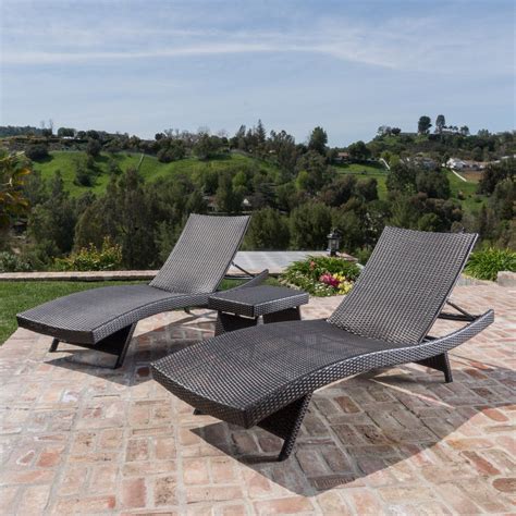 Turn your outdoor area into a time machine that brings you back to 1960s palm springs pool culture with this vintage patio furniture set. Thira Outdoor Wicker Chaise Lounge and Table Set | Outdoor ...