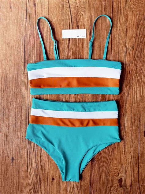 Tropical Floral Brazilian Bikini Swimwear Color Block Bathing Suit