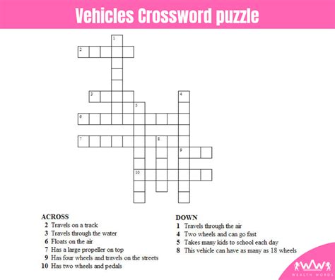 To answer a crossword question, first click on a number in the puzzle. Friday Puzzle - Vehicles Crossword puzzle