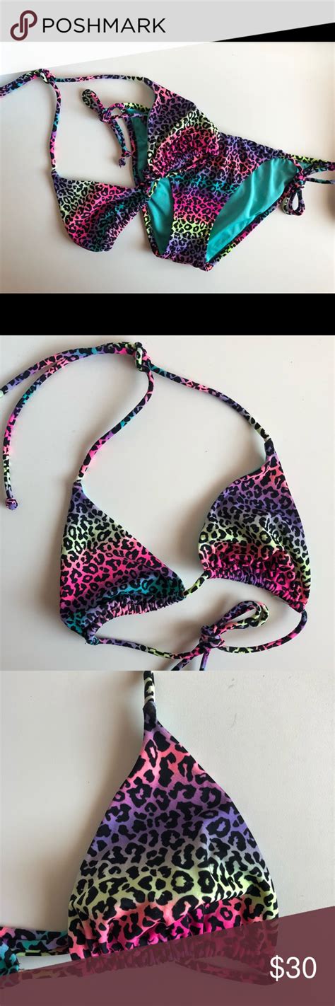 Sold Victorias Secret Rainbow Cheetah Bikini Bikinis Swimwear