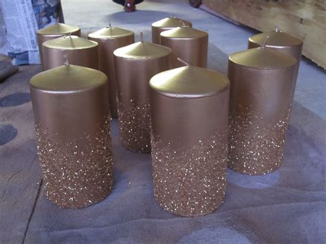 Glitter Candles Spray Painted And Glittered Gold Glitter Candle