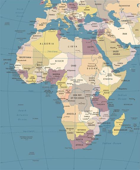 Africa Map Vintage Vector Illustration Stock Illustration