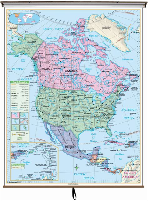 North America Essential Wall Map By Kappa The Map Shop