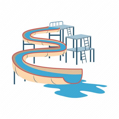 Cartoon Outdoor Pool Slide Summer Water Waterslide Icon