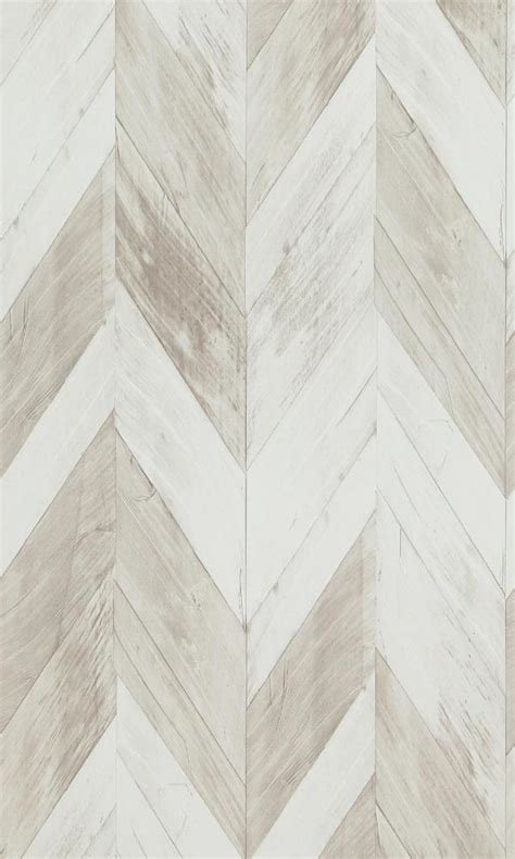 Faux Wood Weathered Herringbone Wallpaper White And Grey