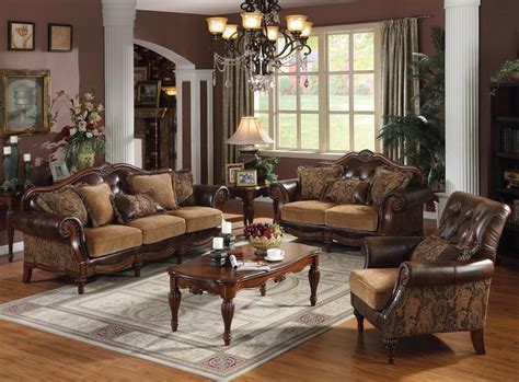 05495 Living Room Brown Pu And Chenille By Acme Furniture