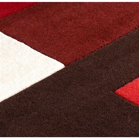 Lexus Red 100 Modern Wool Rug In Red Colour