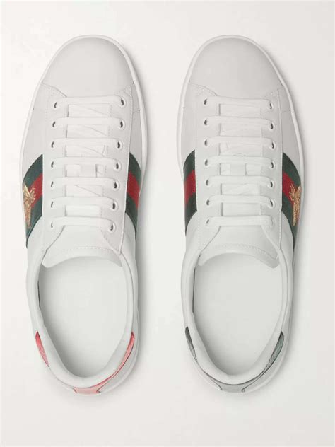 Gucci Ace Watersnake Trimmed Embroidered Leather Sneakers Mr Porter