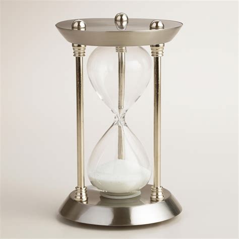 Silver Metal Hourglass With White Sand Metallic Silver Sand Timers