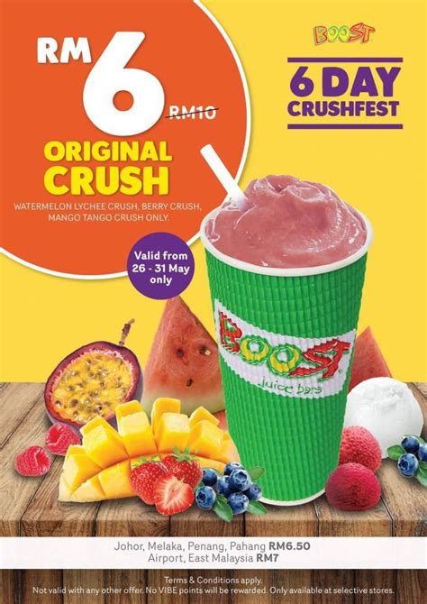 With your 2nd cup for only rm1.10, grab more of your favourite tealive drinks today uniteacard member. Boost Juice Bars Malaysia 6 Days Crushfest Crush at RM6 ...