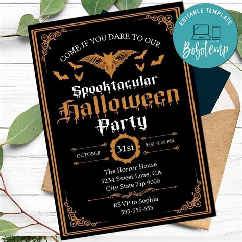 Come If You Dare To Our Spooktacular Halloween Invitation Bobotemp