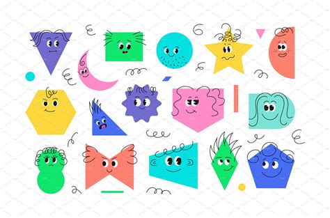 Cute Geometric Shapes With Face Education Illustrations ~ Creative Market