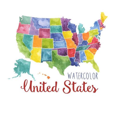 This Listing Is For A Hand Painted Watercolor Map Of The United States