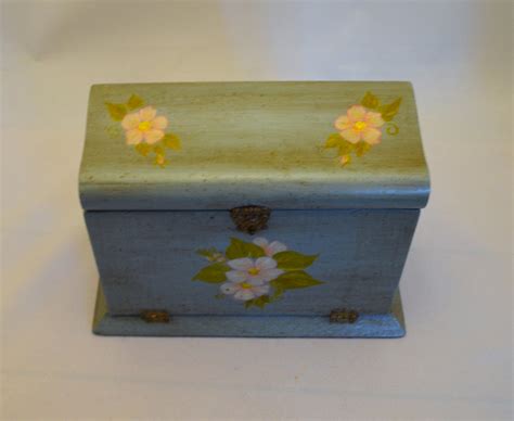 Vintage Wood Jewelry Box Hand Painted With By Upswingvintage
