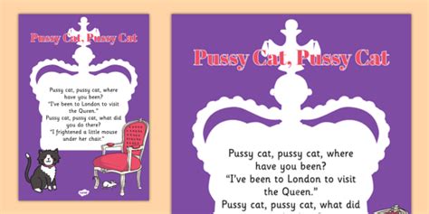 Pussy Cat Pussy Cat Nursery Rhyme Poster