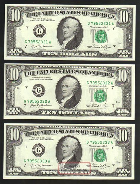 Value of paper money notes. $10 1981 Cu Trio Chicago Il Frn Old Usa Paper Currency Bills Notes Regan Money