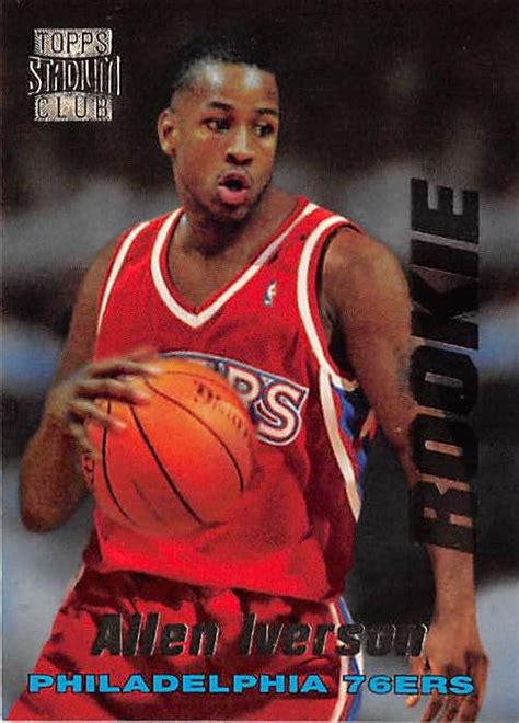 We did not find results for: Allen Iverson basketball card (Philadelphia 76ers) 1996 Topps Stadium Club #R1 Rookie