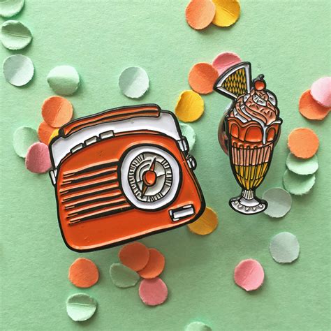 Two Retro Enamel Pins By Lucy Wilkins