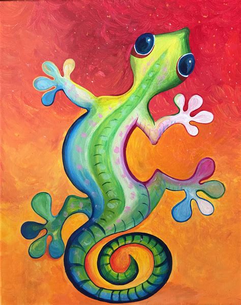 Lizard Gecko Painting Acrylic Gecko Wall Art Rock Painting Art