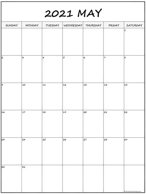 I have over 20 different free 2021 calendar options. May 2021 Vertical Calendar | Portrait