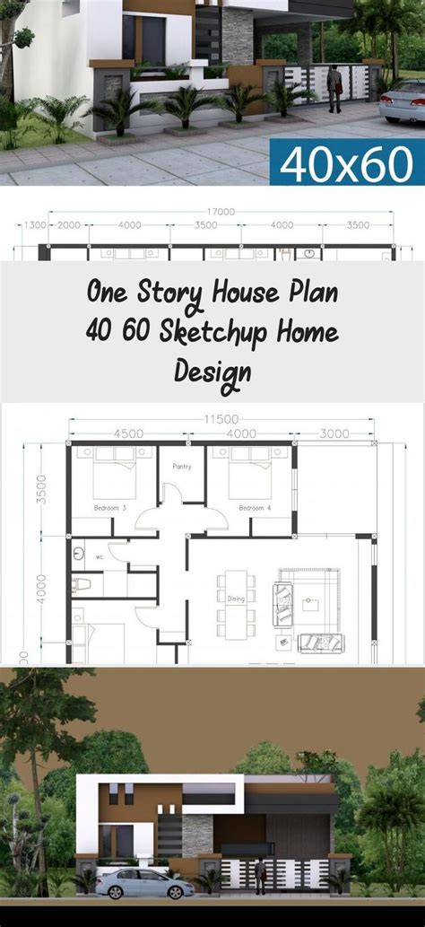 One Story House Plan 40x60 Sketchup Home Design Samphoas Plansearch