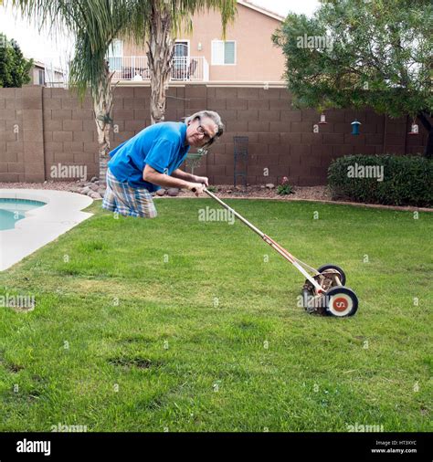 Lawnmower Man Humor Stock Photo Alamy