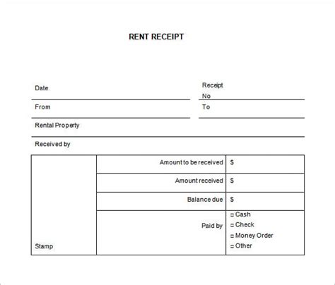 Rent Receipt Templates Free Word Excel Pdf Formats Samples