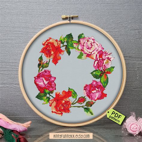 Rose Cross Stitch Pattern Pdf Floral Xstitch 563905 Designs