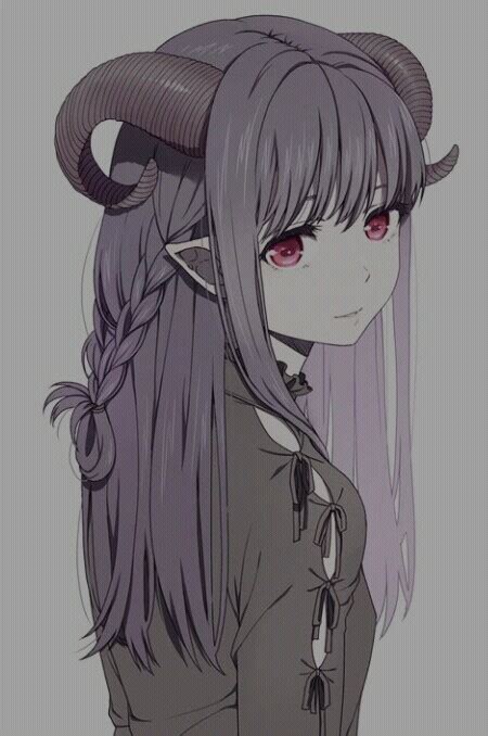 Anime Girl With Horns And Purple Hair