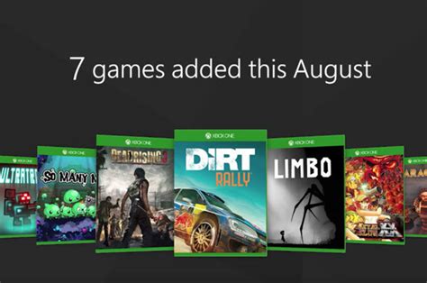 Xbox One Game Pass List August 2017 Seven New Xbox One