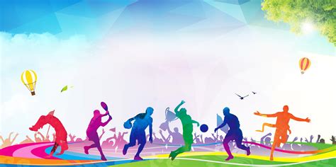 Silhouette Arte Cartone Animato Divertente Sfondo Sports Day Banner