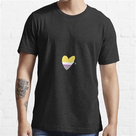 Non Binary Heart Lgbtqia Pride Flag Love Illustration T Shirt For
