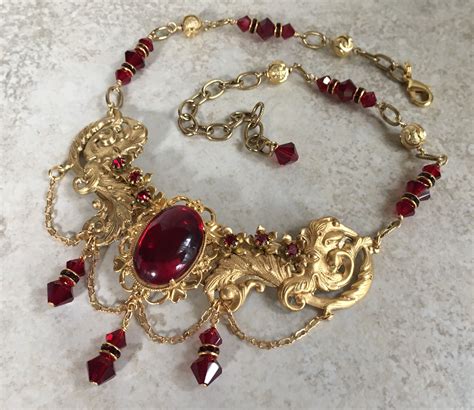 Regal Antique Gold And Ruby Red Medieval Or Renaissance Style Etsy