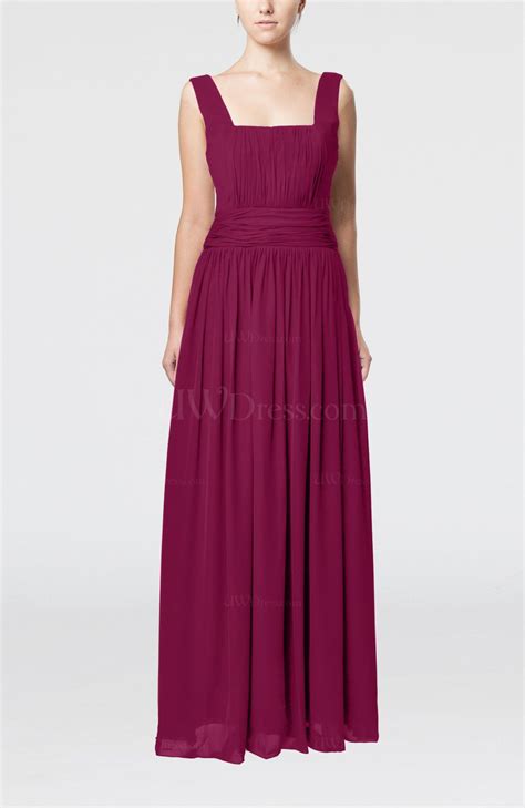 Raspberry Simple Thick Straps Sleeveless Chiffon Ruching Evening