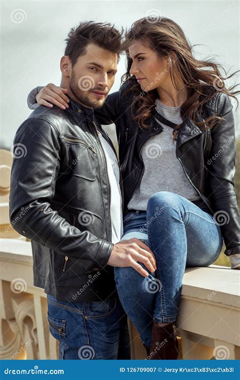 Couple In Leather Jacket Stock Image Image Of Erotic 126709007