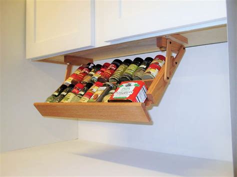 And now the shelf, the spice rack shelf, will fit right in there. Creative Kitchen Storage Idea-Under Cabinet Spice Rack