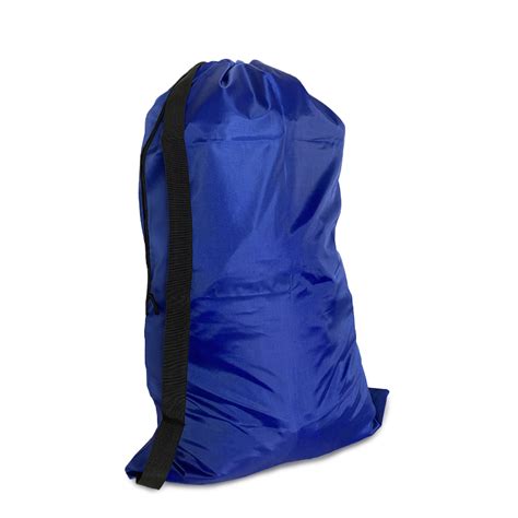 With Shoulder Strap Laundry Bag Blue Polyester 24x36