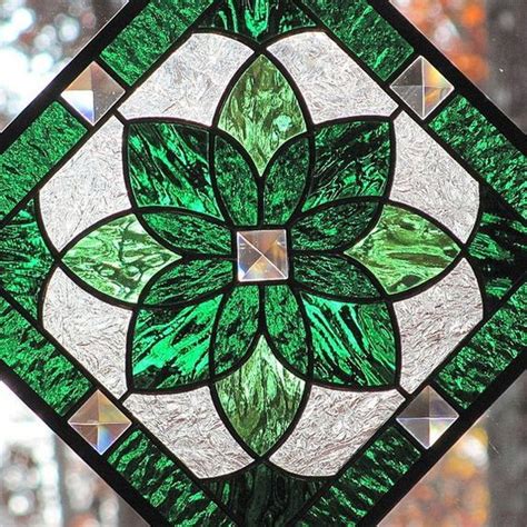 Emerald Green Stained Glass Emerald Green Stained Glass Starburst Beveled By Livingglassart