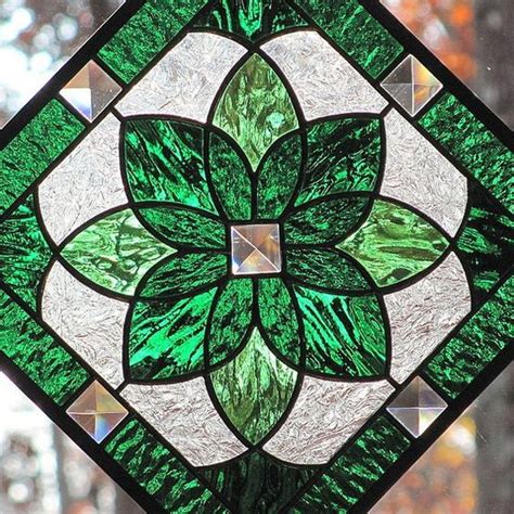 emerald green stained glass emerald green stained glass starburst beveled by livingglassart