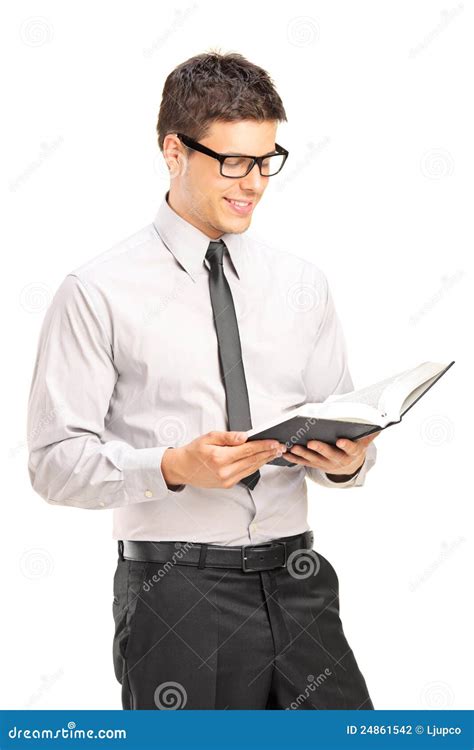 A Handsome Male Reading A Book Stock Photo Image Of Background