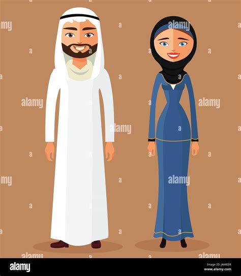 Cartoon Illustration Of A Young Arab Lady And Man Vector