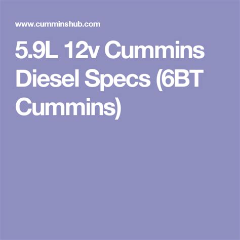 59l 12v Cummins Diesel Specs 6bt Cummins Cummins Diesel Cummins Diesel