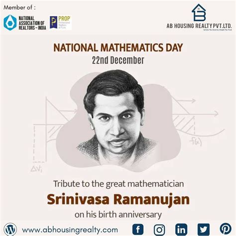 Tribute To Great Mathematician Srinivasa Ramanujan On His Birth