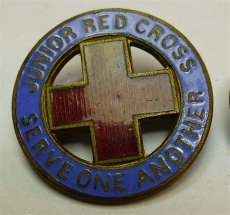 A Pair Of Vintage Junior Red Cross Enamel Badges World War Wonders