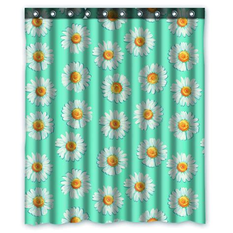 Zkgk Daisy Floral Flower Pattern Waterproof Shower Curtain Bathroom