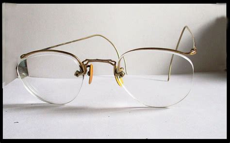 cool vintage wire rimless gold eyeglasses 60 s 90s geometric look square vintage eye glasses